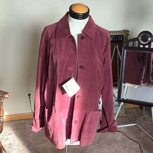 Eddie Bauer Suede Burgundy Jacket new with tags Medium